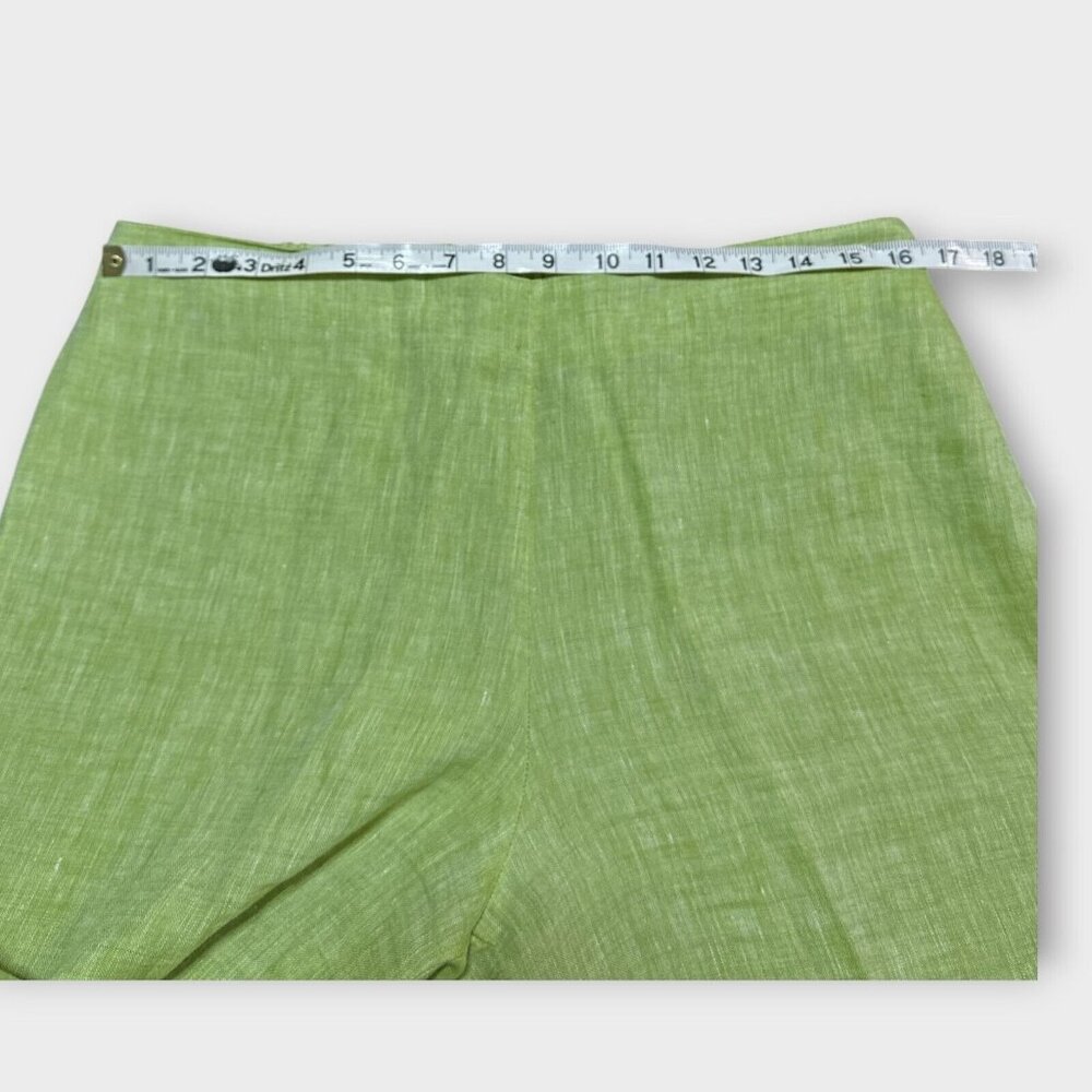 Vintage Womens Linen Pants M Green Wide Leg Coastal Vacay Beach Hawaii Tropical - Picture 6 of 8